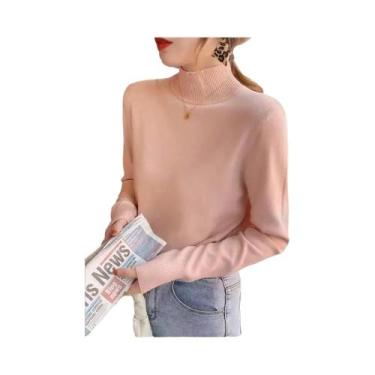 Imagem de Suéter Feminino De Gola Alta Para Outono Inverno, Manga Longa, Macio E