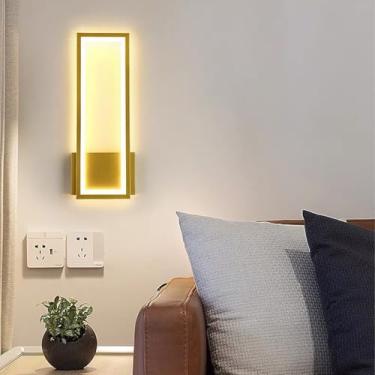 Imagem de Lâmpadas de Parede LED Moderna Minimalista Iluminação de Parede Interior com Interruptor de Toque Metal Acrílico Lâmpada de Parede Decorativa para Sala de Estar Quarto Corredor Escada (Luz Quente