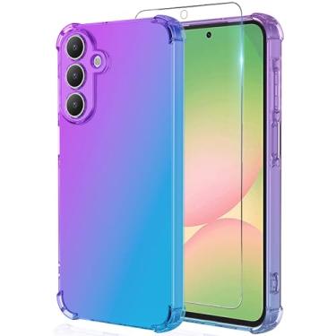 Imagem de Osophter Capa para Galaxy A57 5G: Mulheres Meninas com Protetor de Tela Cantos Reforçados TPU Absorção de Choque Cor Gradiente Flexível para Samsung Galaxy A57 (Roxo Azul)
