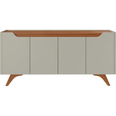 Imagem de Buffet Grécia 4 Portas Com Pés em Madeira Maciça Mavaular, Off White/N