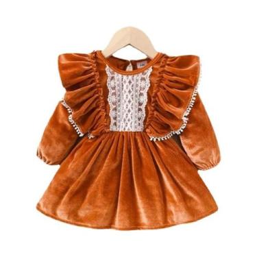 Imagem de Vestido De Festa De Natal Para Menina Com Manga Longa E Acabamento Em 