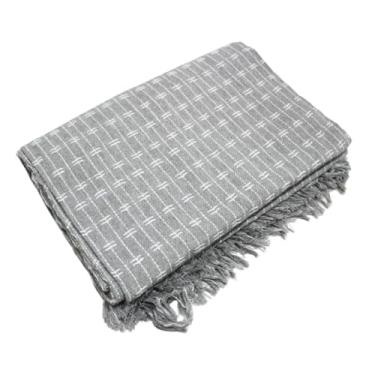 Imagem de Kit 2 Mantas para Sofá 2.40x1.80 Mts 100% Algodão Protetora Decoração Quarto e Sala (Cinza Neblina - Tijolinho2 PEÇ)