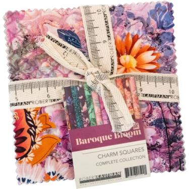 Imagem de Berloque de flor barroca quadrado 42 12,7 cm quadrados pacote de berloques Robert Kaufman tecidos CHS-1349-42