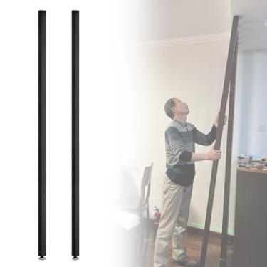 Imagem de Divisórias de madeira para sala de estar - 2 peças divisórias pretas do chão ao teto, painéis de privacidade de 2,2 m, colunas de parede elegantes para espaços grandes