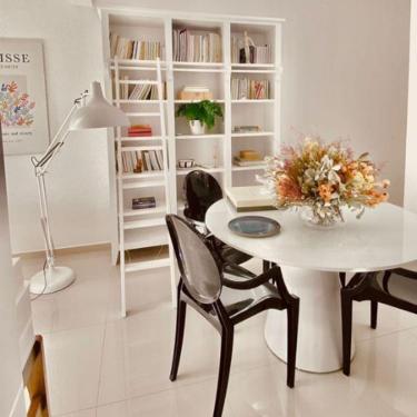 Imagem de Mesa De Jantar Cone 110 Cm Tampo De Vidro Laca Branca Branco