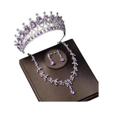 Imagem de Conjunto De Joias De Noiva Em Cristal Prateado Com Tiara De Strass, Co