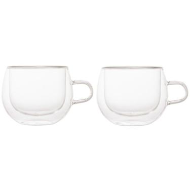 Imagem de Conjunto De Xícaras Para Chá E Cappuccino 240ml Vidro Duplo 2 Peças Lyor