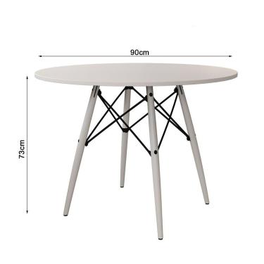Imagem de Mesa De Jantar Branca 90Cm Base Madeira Maciça Branca Branco