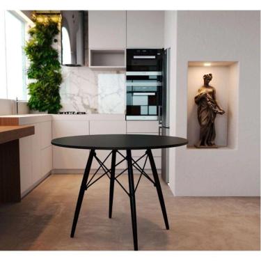 Imagem de Mesa Eiffel Tampo De Madeira 90cm Cor Do Tampo: Preto/Preto