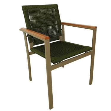 Imagem de Cadeira Poltrona Amélia Premium Corda Náutica Baços Madeira Para Jardim Jantar Piscina Verde