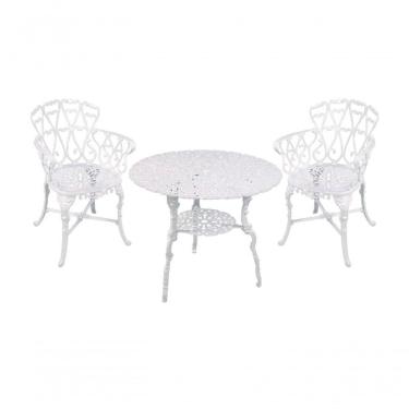 Imagem de Conjunto Mesa 2 Poltronas Viena Premium Jardim Varanda Sacada Branco