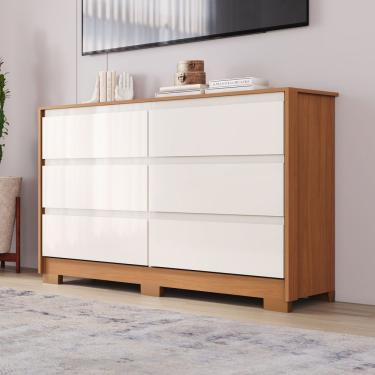 Imagem de Cômoda 6 Gavetas Layla Casa 812 Cinamomo Com Off White