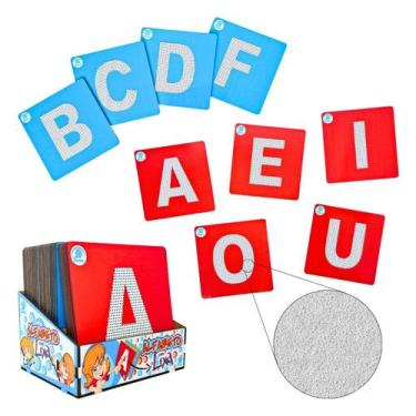 Imagem de Alfabeto Móvel Lixa Tátil Brinquedos Educativos Alfabetização Madeira 