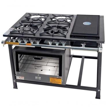 Imagem de Fogão Industrial Tradicional 40x40 4 Bocas Chapa Com Forno Itajobi Fogão Baixa Pressão 40x40
