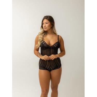 Imagem de Conjunto de Renda Lingerie Feminina Espera Marido Adulto Top Calcinha 