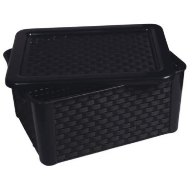 Imagem de Caixa Organizadora Rattan 16 Litros Preta Unidade - Giotto
