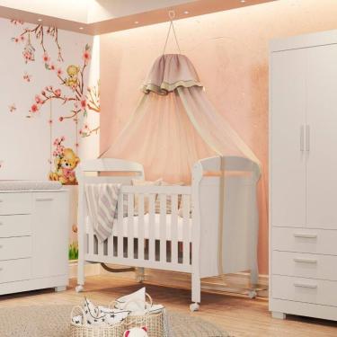 Imagem de Berço para Quarto de Bebê 2 em 1 Danny Areia Fosco