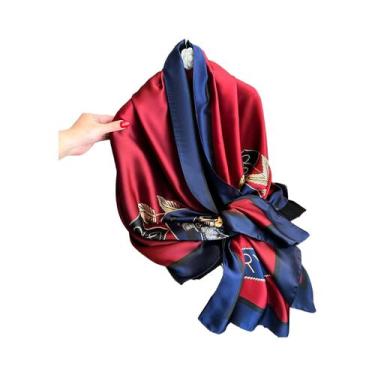 Imagem de Lenço De Seda Luxuoso Feminino 180x90CM Estampa Fashion Xale Longo Pro