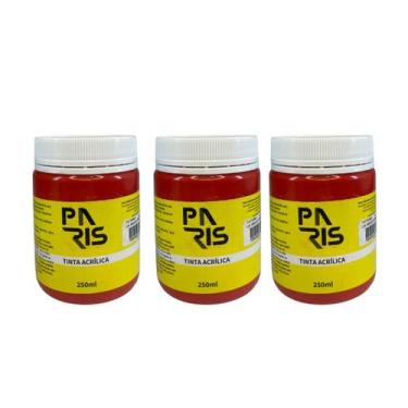 Imagem de Kit 3 Tintas Acrílicas Premium 250ml  Vermelho Cadmio - paris