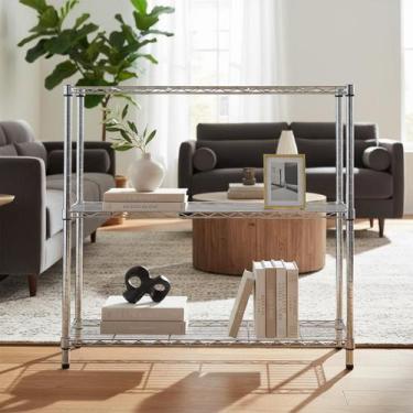 Imagem de Estante De Aco Cromado 3 Prateleiras 90X90X35 Cm 150Kg - Spaceo