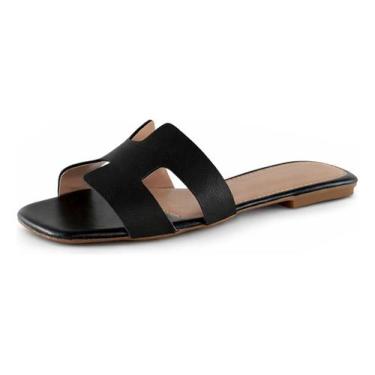 Imagem de Sandália Feminina Rasteirinha Bico Quadrado Frente H 34 A 45 - JCL, Pr