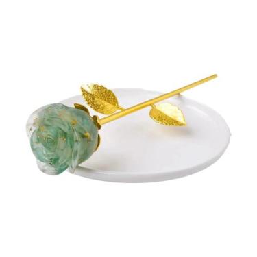 Imagem de Pedra Decorativa De Resina Com Cristais Naturais E Rosas Trituradas Pa