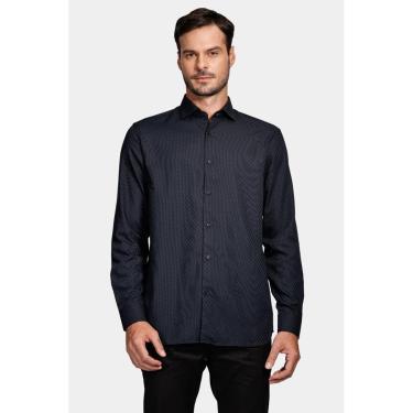 Imagem de Camisa Aramis Manga Longa Poliviscose em Jacquard Marinho-Masculino