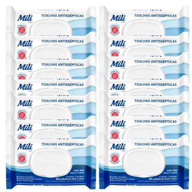 Imagem de Toalhas Antissépticas Mili 14 Pacotes C- 50 (total: 700 Toalhas)-sem álcool