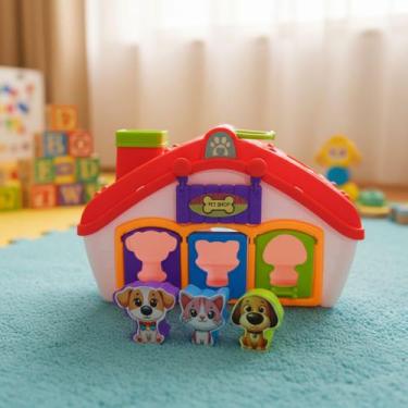 Imagem de Brinquedo Bebê Casinha Educativa Pet Cachorrinho E Gatinho Interativa 