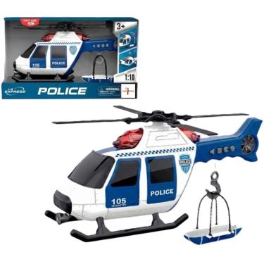 Imagem de Helicóptero Policial Branco com Guincho de Resgate Luz e Som - Brink Center