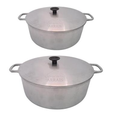 Imagem de Jogo De Panelas Alumínio Batido Fundido 2 Peças Nº28 + 30 Tampa Grossa