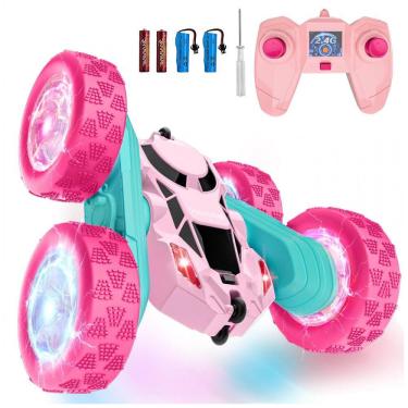 Imagem de Carrinho de controle remoto STEM Hamdol Pink Blossom dupla face com luzes LED e giros 360°