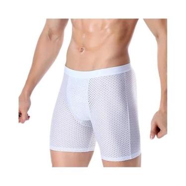 Imagem de Cuecas Boxer Masculinas De Tamanho Grande Em Seda Gelada Com Malha Res