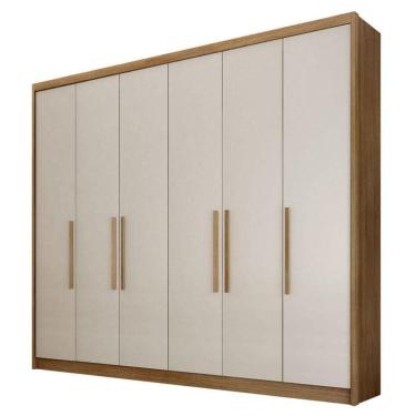 Imagem de Guarda Roupa Casal Bolonha 6 Portas 8 Gavetas Cumaru 25 Fendi - Horizonte