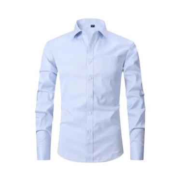 Imagem de Camisa Social Masculina Branca Clássica De Manga Longa Com Punho Franc