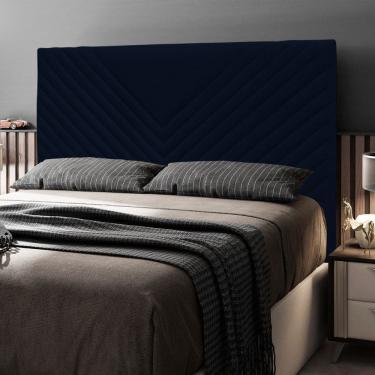 Imagem de Cabeceira Cama Box Casal Queen Size Viena 160cm Veludo Azul Marinho - Abmaza