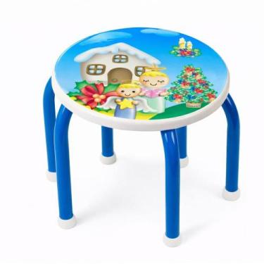 Imagem de Banquinho Infantil Azul  Cadeira Reforçada para Estudo, Quarto e Lanch