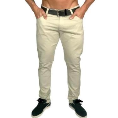 Imagem de Calça Sarja Sport Fino, Masculina - Loja do Peruano, Beige, 48