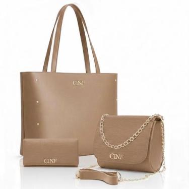 Imagem de Bolsas Feminina Kit Sacola Grande + Bolsa Pequena + Carteira - LHF Eco