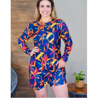 Imagem de Kit Vestido Uv Plus Size + Shorts Saída De Praia Estampado Evangélico 
