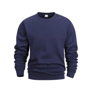 Imagem de Moletom Masculino De Manga Longa Com Gola Redonda Em Cor Sólida, Casua