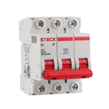 Imagem de Disjuntor Steck SDD63C32 - DIN 3P 32A Curva C 3kA Branco