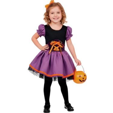 Imagem de Fantasia Halloween Feminina Infantil Menina Bruxa Luxo - Fantasias Car