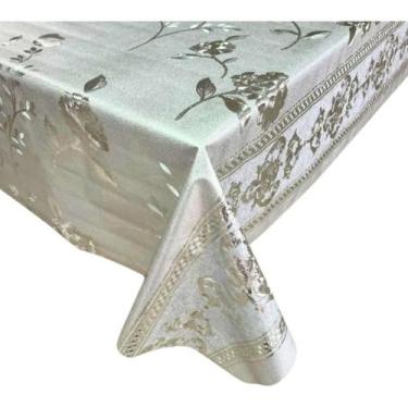 Imagem de Toalha De Mesa Metalizada Cozinha Floral Prata Jantar Restaurante Bar 