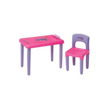 Imagem de Mesinha Didática Infantil Com Cadeira Meg Rosa Magic Toys