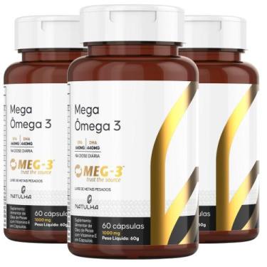 Imagem de KIT 3X Mega Ômega 3 MEG-3 33% EPA / 22% DHA 60 Softgels - Natulha