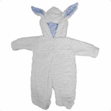 Imagem de Macacão Coelhinho Bebê Sherpa Quentinho Com Zíper Pascoa Azul Tamanho 
