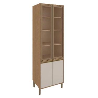 Imagem de Armario Multiuso Paneleiro 100% MDF 4 Portas Vitória Carvalho/Off Whit