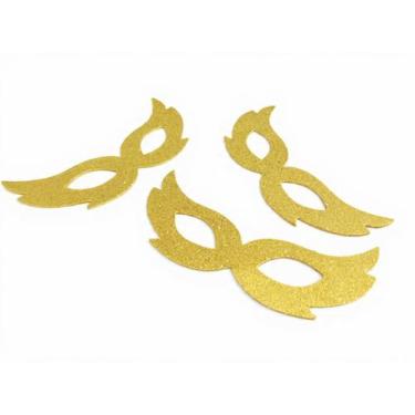 Imagem de Kit 5 Máscaras de Carnaval com Glitter para Festas e Fantasias - ARTES