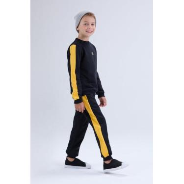 Imagem de Conjunto Infantil de Inverno Masculino Moletom Faixas Laterais - Vida 